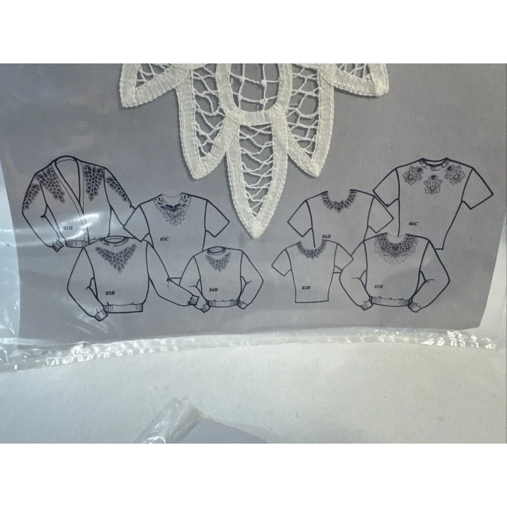 VTG Cotton Battenberg Lace Inset‎ applique patch 90s apparel